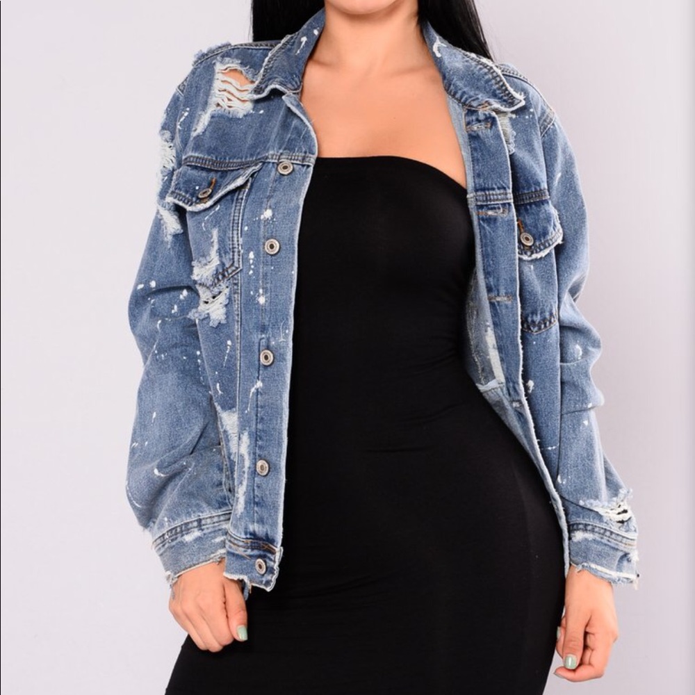 Distressed denim jacket